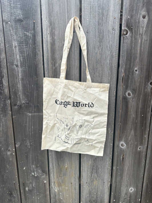 cage world tote bag